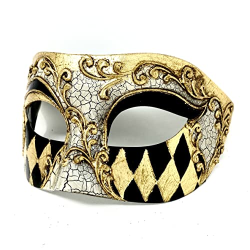 Steampunk Style Men Masquerade Mask Mardi Gras Masks Halloween Costume Wedding Party Cosplay For Adult (Black&Gold)