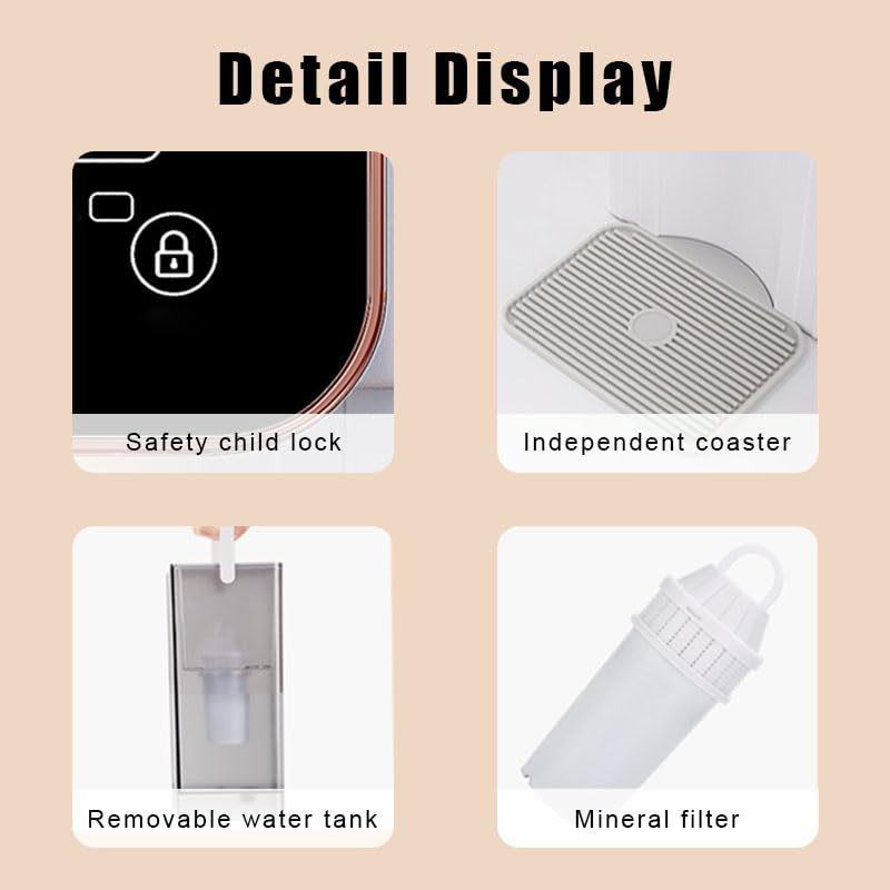 3L Instant Hot Water Dispenser, 2000W Rapid Got z 12 ustawieniami tempa, Filtrowane napoje do herbaty i kawy, Przenośna czajnik biurowa z blokadą bezpieczeństwa dziecka