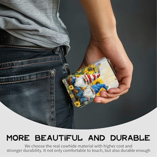Image of Cute Credit Card Holder with Zipper, Garden Gnome RFID-Blocking Card Case Small Wallet for Women Men, Multi-slot Card Organizer Case Travel Accordion Wallet