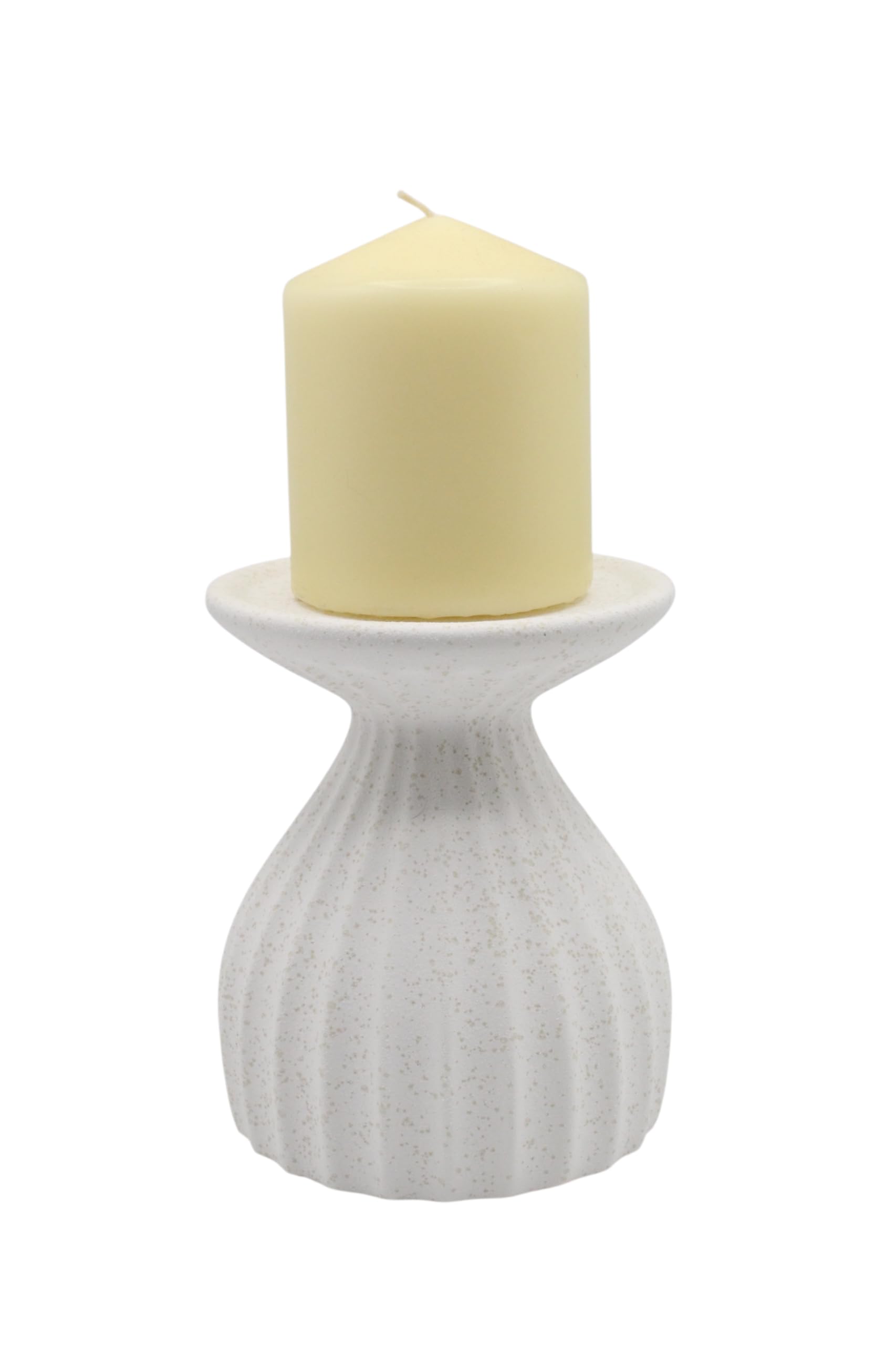 DESIGNO Modern Minimalist Ceramic Candle Holder, White, Home Decor, Decorative Candlestick Stand
