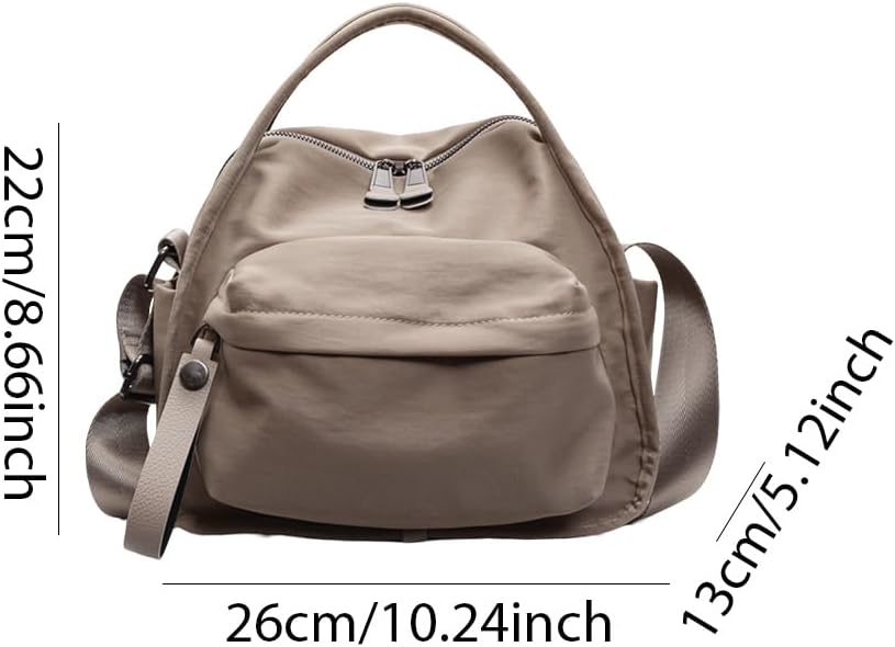Solid Color Nylon Crossbody Bag for Women Soft Handbag with Top Handle Casual Shoulder Bag Elegant Square Purse - Image 7