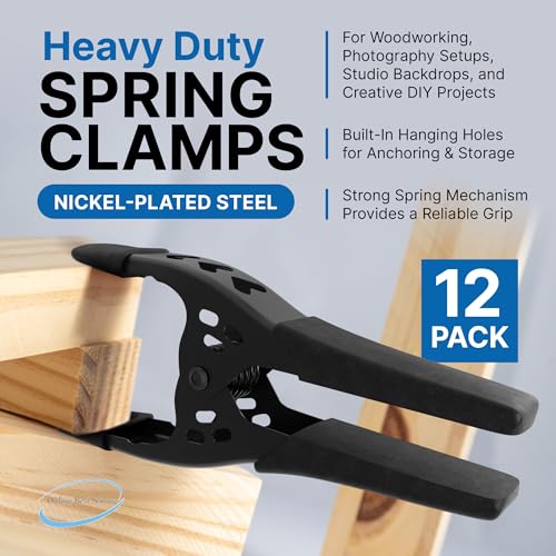Image of Lot of 12-6 inch inch Spring Clamp Large Super Heavy Duty Spring Metal All Black - 2.5 inch Jaw opening
