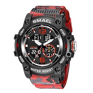 Mens Digital Watch, Sports Watch with Calendar/Chronograph/Stopwatch/Dual Time/Waterproof/LED, Gift for Mens Watches