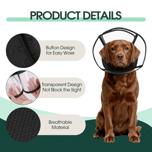 Image of Kuoser Dog Cone Collar After Surgery, Soft Cone for Dogs to Stop Licking, L | Breathable Dog Recovery Collar Comfortable Elizabethan Collars, Adjustable Protective Pet Cones for Small Medium Large Dogs
