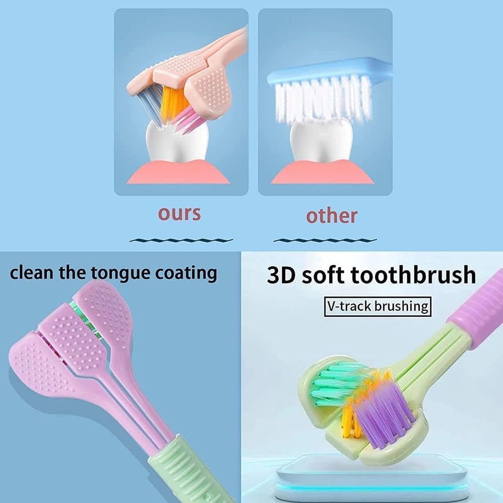Athelas 3 Sided Manual Toothbrush For Kids| Premium Easy To Use For Deep Cleaning With Super Soft Bristles ,Under 6 Years Old (Pink),1 Count - Image 5 thumbnail