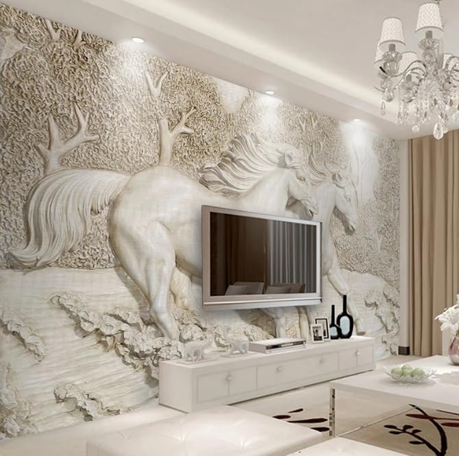 Photo murale cheval blanc 3D papier peint salon grand format