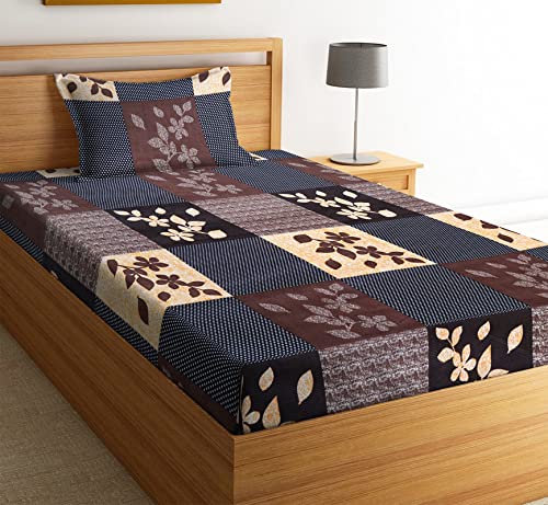 La' Amour 160 Gsm Single Bedsheet With 1 Pillow Cover - 144 TC Supersoft Microfiber - Breathable & Wrinkle Free - 2 Pcs Set | Brown & Coffee-image-42