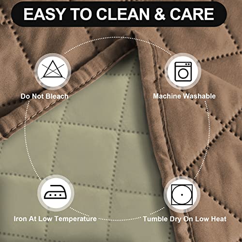 Deeky Recliner Chair Covers For Small Recliners, Reclining Chair Cover Slipcovers, Couch Sofa Covers For Dogs Pets Reversible Water Resistant Furniture Covers With Elastic Straps, Brown/Beige #TOP6