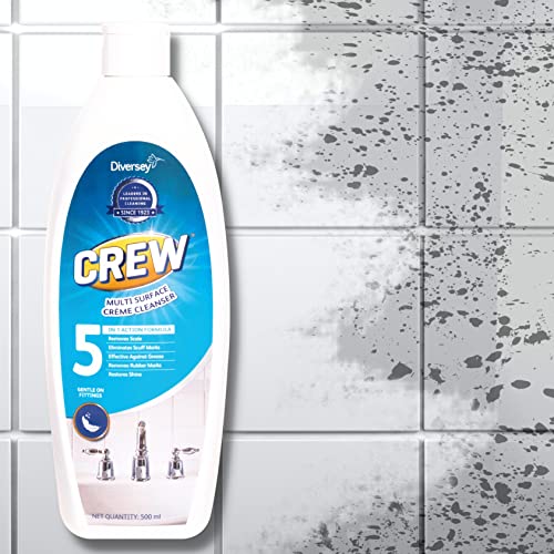 Image of Diversey Crew Emerel Multi Surface Creme Cleanser for Bathroom Sanitary fittings, Limescale, Hard water marks, Minerals build up stain remover 500ML