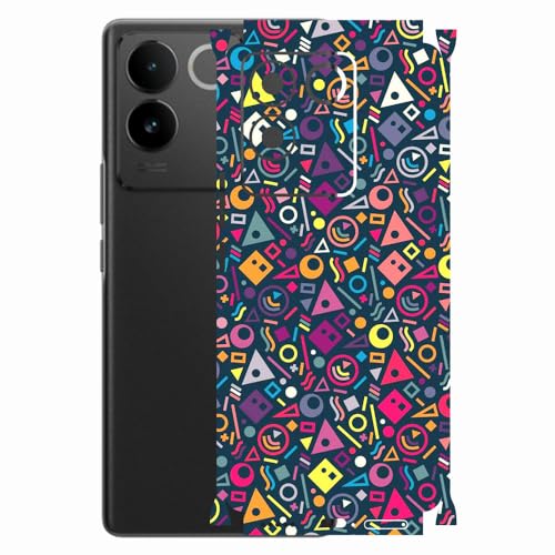 Image of AtOdds - Compatible for VIVO IQOO Z7 PRO (5G) - Mobile Back Skin Sticker - Lamination - Back Screen Guard Protector Film Wrap (Coverage - Back+Camera+Sides) (Design - Shapes Graffiti)