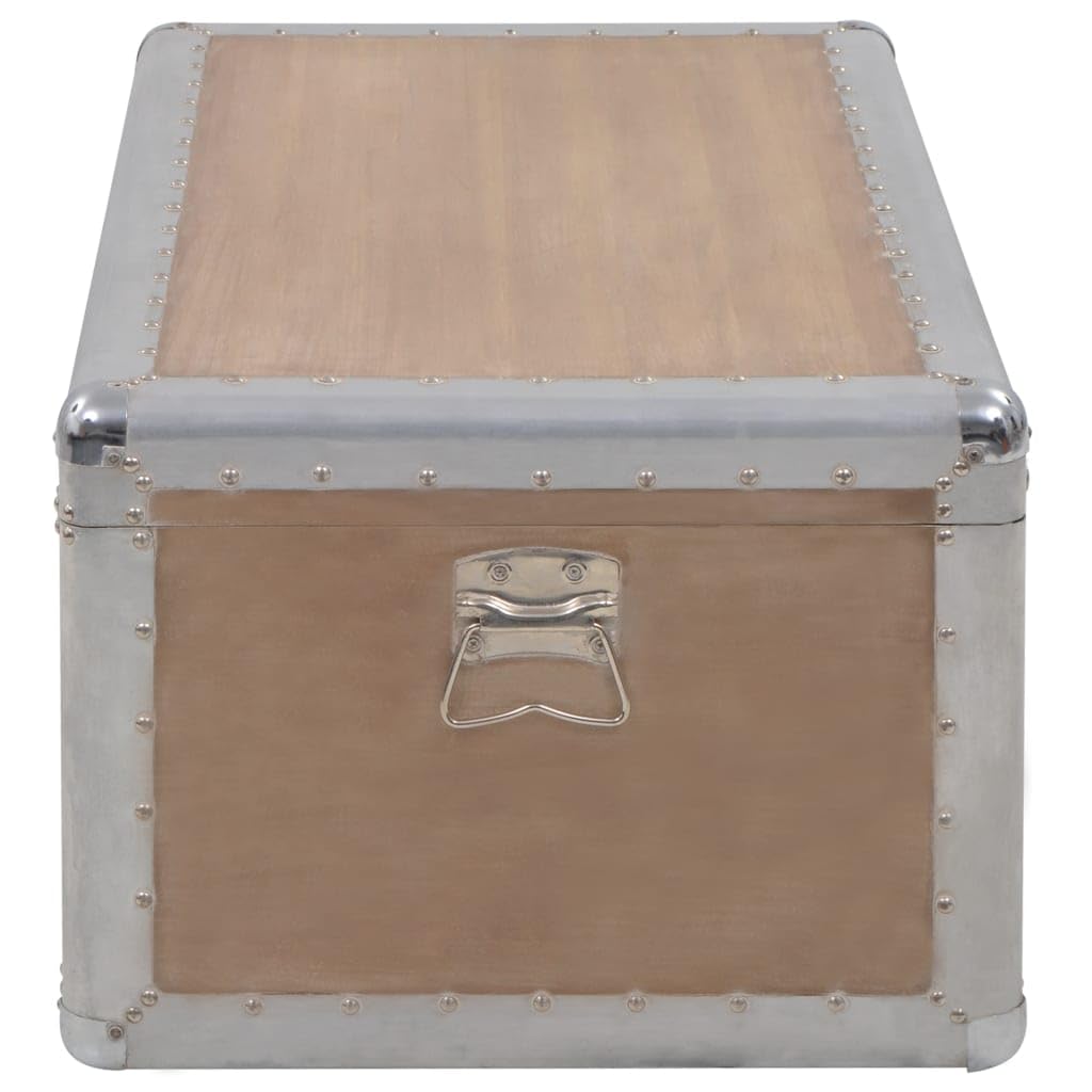 Baúl de almacenamiento de madera maciza de abeto con asas, 91 x 52 x 40 cm, color marrón, para salón
