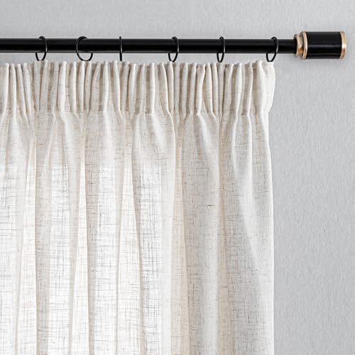 MYSKY HOME Curtains with Ruffle Tape, Linen Curtains, Living Room...