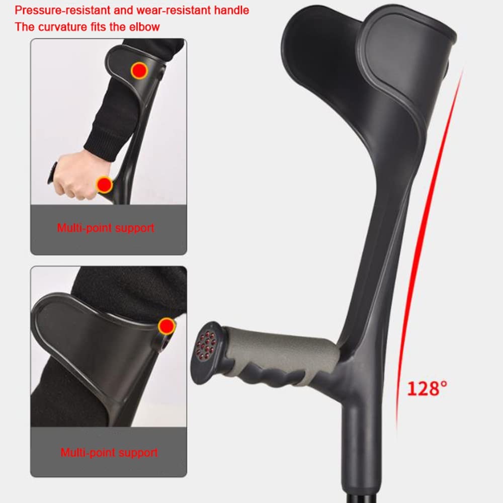 KADEUX Muleta De Antebrazo para Adultos, Muletas Ergonómicas para El Codo, Muletas De Aluminio, Ajustable En Altura, Muleta para Caminar Bastón Plegable Ayuda De Movilidad (Color : Silver)