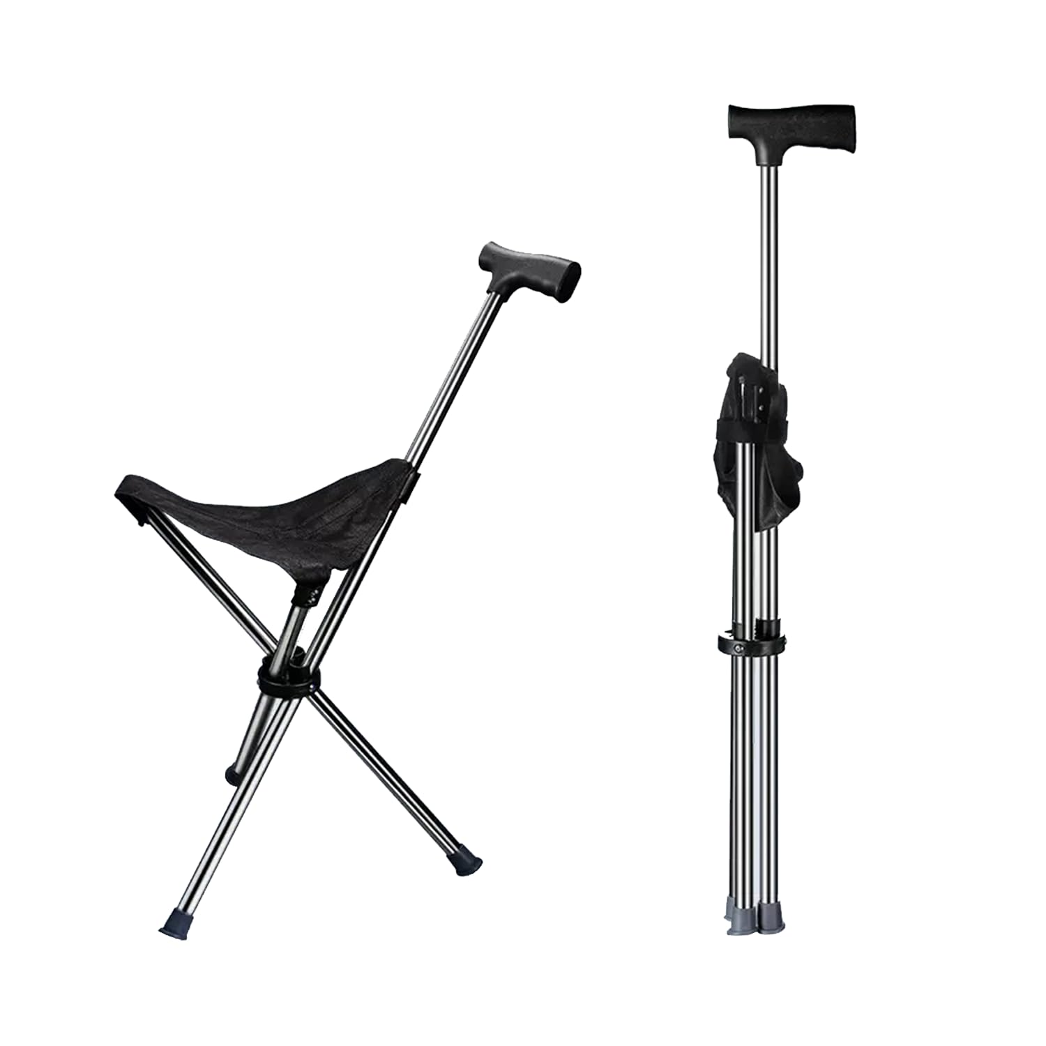 Bastón de senderismo con asiento, silla plegable portátil antideslizante de bastón, silla de viaje de montañismo para senderismo al aire libre y ancianos