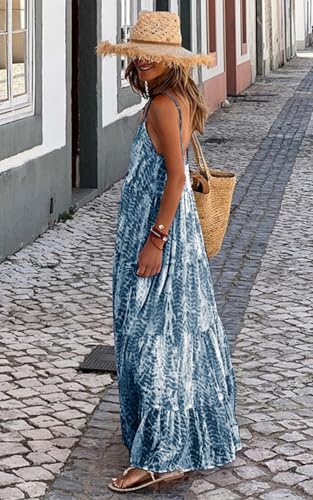 Image of PRETTYGARDEN Women Summer Dresses 2026 Spaghetti Strap Scoop Neck Floral Maxi Dress Flowy Boho Long Sundress with Pockets