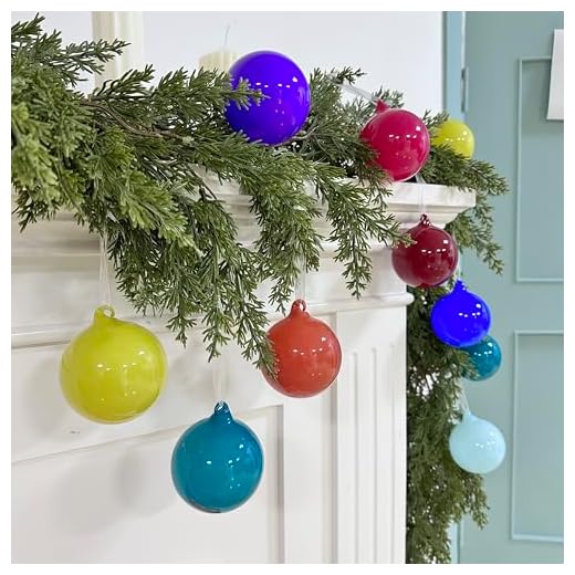 FoldTier 9 Pcs 3 Inch Opaque Glass Christmas Ball Ornament Set Christmas Tree Decoration Hanging Multi Solid Color Hand Made Ball for Xmas Tree Wreath Home Decor Wedding (Warm Color)