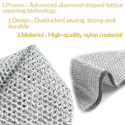 Image of Multipurpose Wire Dishwashing Rags for Wet and Dry, Non-Scratch Wire Dish Cloths, Wire Cleaning Rags Easy Rinsing Wire Dish Towels for Kitchen, Sinks, Pots (Double Layer, 10 PCS)
