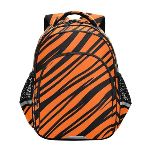Orange Black Stripes Preschool Kids Backpack Kindergarten Elementary School Bookbag for Boys Girls Age 3-8