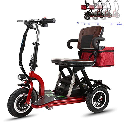 Leichter Rollstuhl, Elektrorollstuhl Elektrischer Dreirad 48V12AH Lithiumbatterie 3-Gang-Schaltung mit Aufbewahrungstasche Safety Scooter