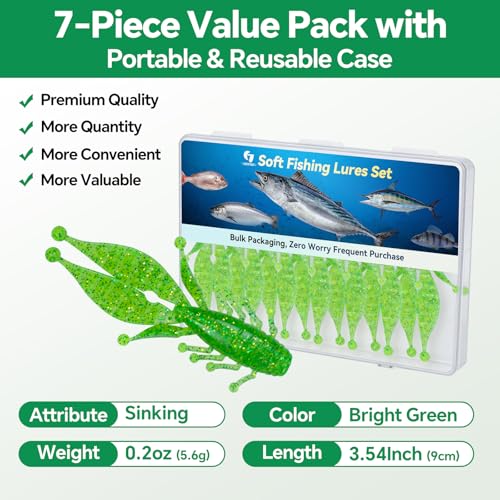 Image of Clearance Bionics-Designed Durable Soft Plastic Fishing Lures Kit with Bonus Accessories, 3 /4 /5 /6 Inch, 9-Type Lifelike Swimbaits in One Gear Set Included Tackle Box for Bass