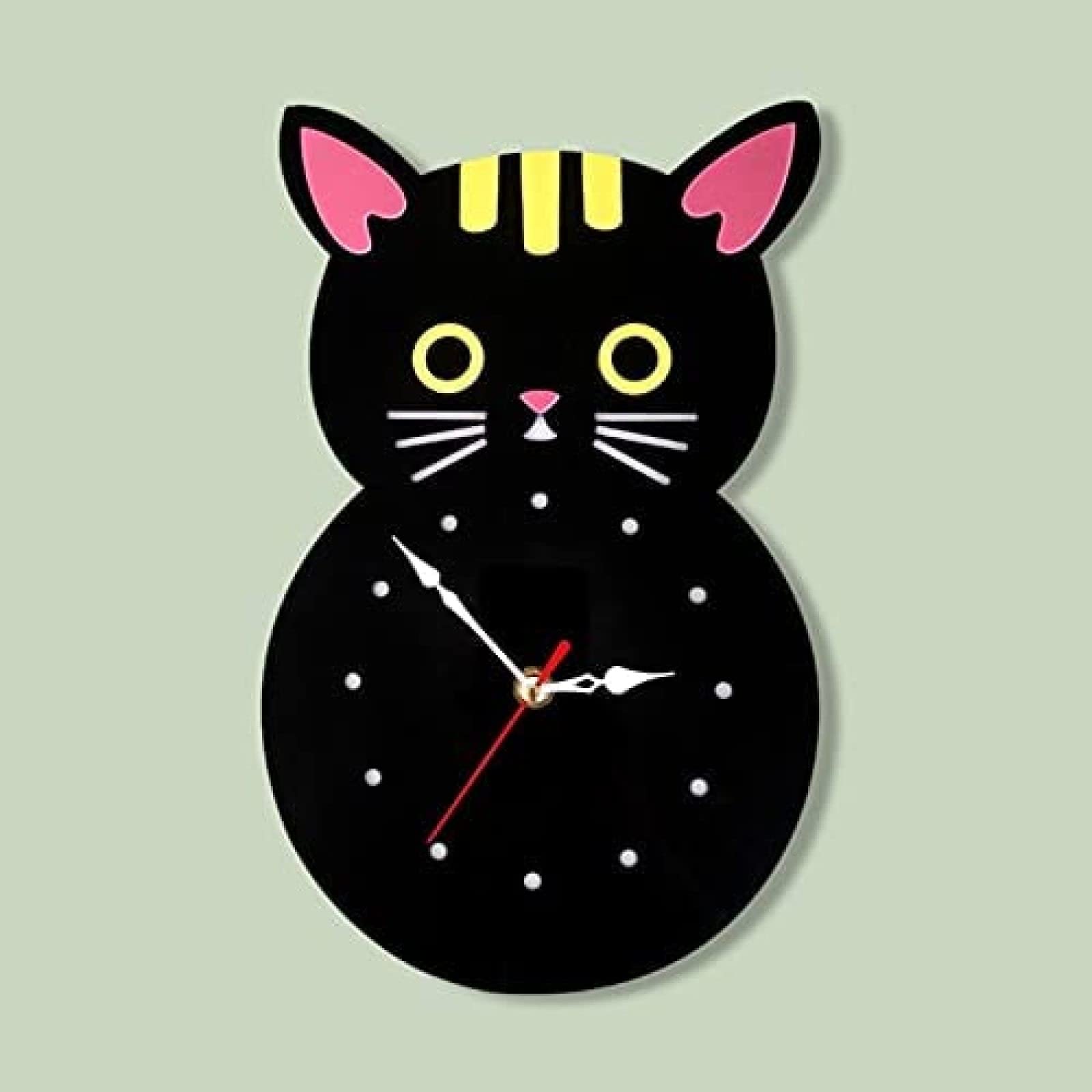 Kitchen Wall Art Cartoon Cat Clock Wall Black Needle Acrylic Living Room Study Kitchen Bedroom Decor Wall Watch Quiet Home Hanging Clocks