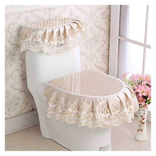 WAYYQX Toile Sitzauflagen 3 Stücke Spitze Sitz Toilette U-förmige Bequeme Spitze Stoff Toilettensitz Abdeckung Kissen Badezimmer Zubehör Spitze Stoff Mit Reißverschluss (Color : K) – Bild 6