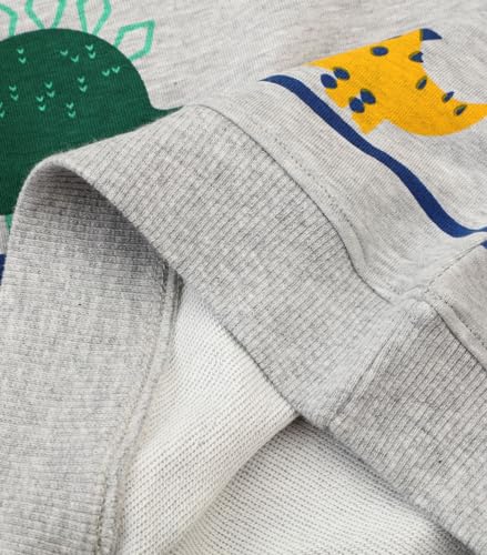 Image of LOKTARC Toddler Boys Graphic Crewneck Sweatshirts 2-Pack, Sizes 2T-7 | Cotton Blend French Terry, Dinosaur, Construction and Shark Graphics, Ribbed Trim, Preschool Daycare Outdoor