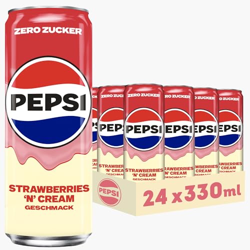 Pepsi Zero Zucker Strawberry 'n' Cream Geschmack in der Dose, Einweg (24 x 0,33l) 1