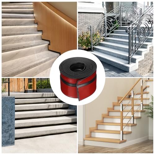 QUARKZMAN Stufenkantenschutz, rutschfeste Treppenkante, selbstklebende Treppenstufenleisten für den Innen- und Außenbereich, Zuhause, Büro, Schwarz (2,2 m)