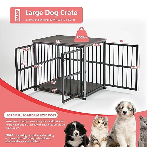32Inch-Heavy-Duty-Dog-Crate-Furniture-Style-for-Medium-and-Large-Dogs-Wooden-Dog-Crate-End-TableDecorative-Pet-Crate-Dog-House-with-3-Doors - Cucciolini Doodles   32Inch-Heavy-Duty-Dog-Crate-Furniture-Style-for-Medium-and-Large-Dogs-Wooden-Dog-Crate-End-TableDecorative-Pet-Crate-Dog-House-with-3-Doors