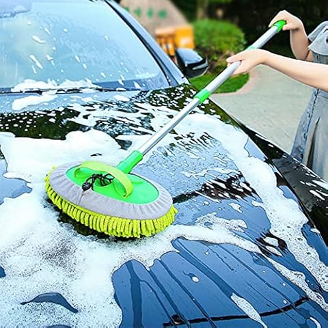 yummyfood Chenille Car Wash Mop Cleaning Mop Telescopic Car Wash Brush Long Handle Cleaning Brush For Car Wash, Glass Cleaning, Mopping(Retractable handle) Cover