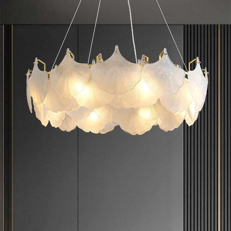 Lustre en verre ginkgo moderne salon salle à manger suspension 80cm
