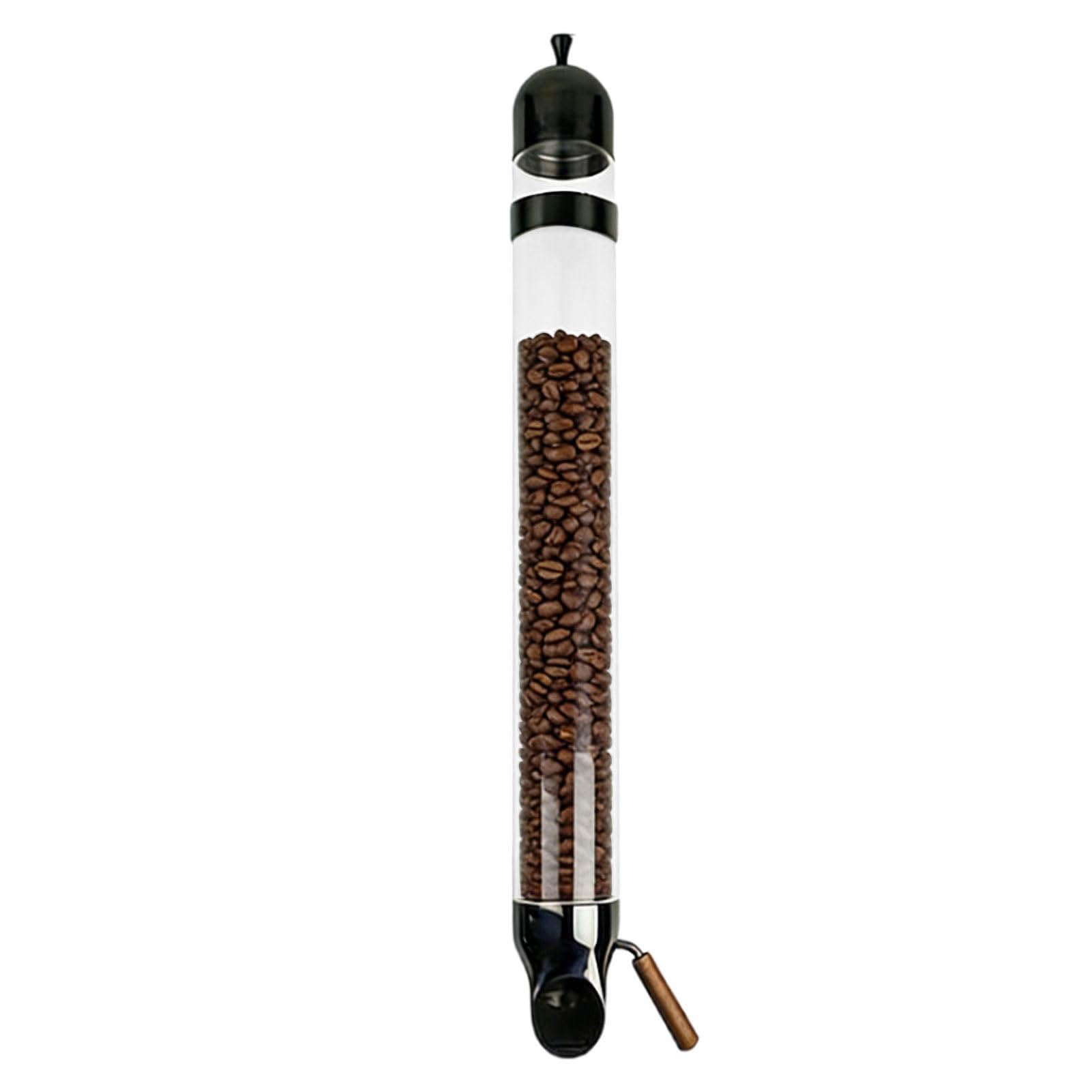 Dispenser per chicchi di caffè, dispenser per cereali a parete, contenitore in tubo di vetro con uscita regolabile per caramelle, tè e cereali