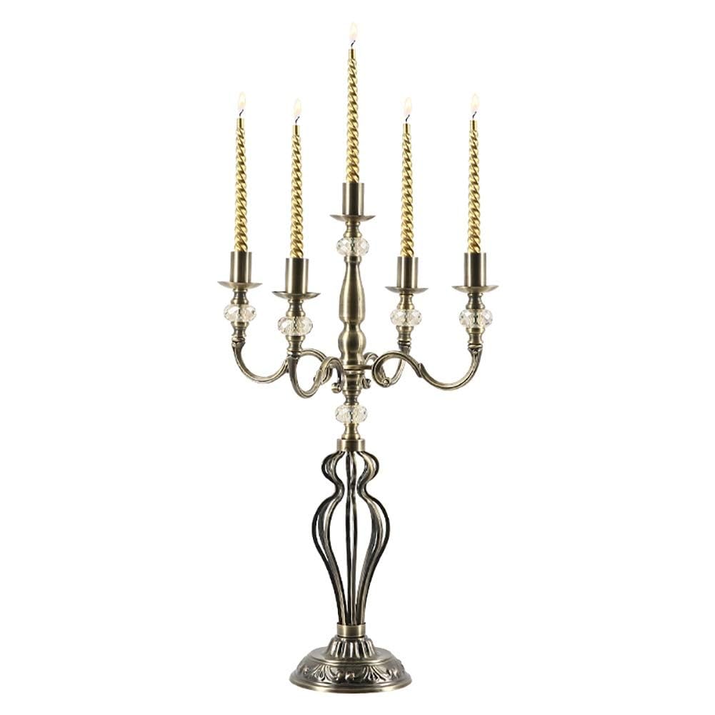 Candelabros de metal para bodas, 5 brazos, altura 64 cm, ideal para decoración de centros de mesa