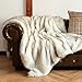 BATTILO HOME Luxury White Faux Fur Throw Blanket Long Pile with Black Tips, 51
