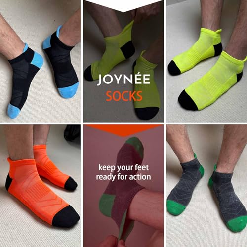 JOYNÉE Mens Ankle Athletic Running Tab Socks for Men 6 Pairs Low Cut Sports Workout Socks,Sock Size 10-132