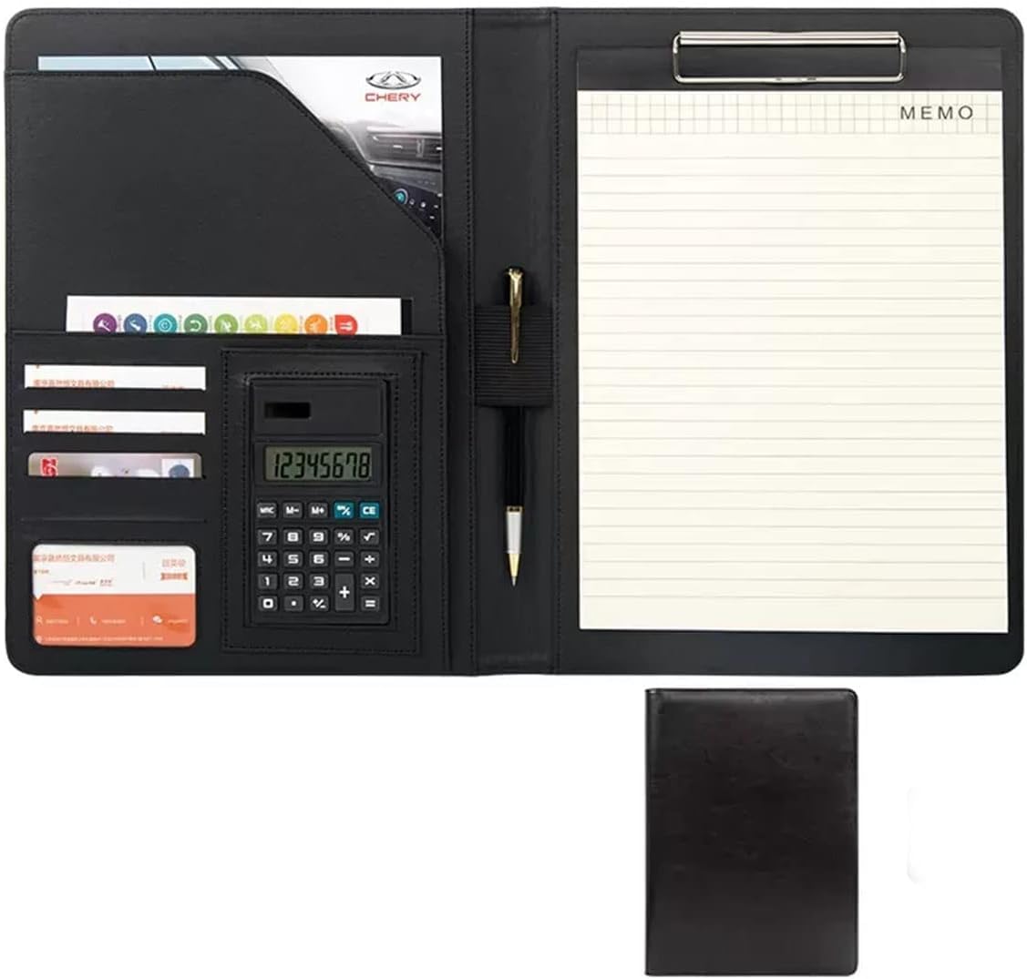 VHJdtE Folder, Document Organizer with Case W/Card Slots Folder for Men Women Anybody(Svart)