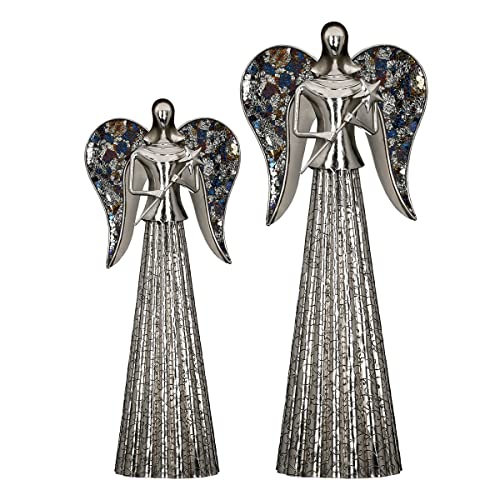 GILDE Deko Figur Engel XL - Weihnachtsengel - Höhe 60 cm, 84060, Silberfarben
