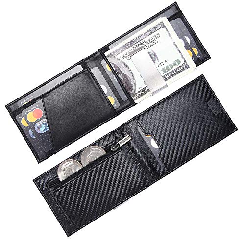 FEITH&FELLY Men Bifold Wallet with Money Clip - Leather Minimalist Front Pocket RFID Blocking3