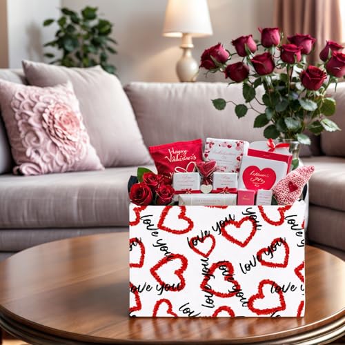 Image of Valentine's Day Basket Gift for Empty Cute Heart Large Storage Bin for Kid and Baby Room Decor (Love You Red Love)