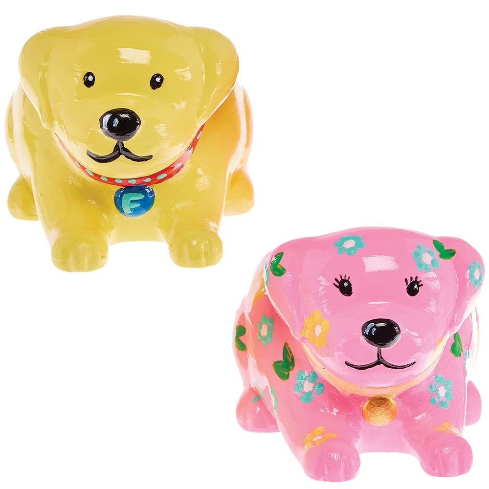 Baker Ross FX694 Ceramiczna doniczka-pies labrador - zestaw 2 szt., pomaluj własną doniczkę