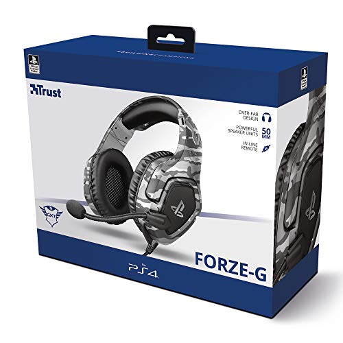 Trust Gaming GXT 488 Forze Cuffie Gaming con Licenza Ufficiale PlayStation 4, Microfono Ripiegabile e Archetto Regolabile, Grigio, Standard