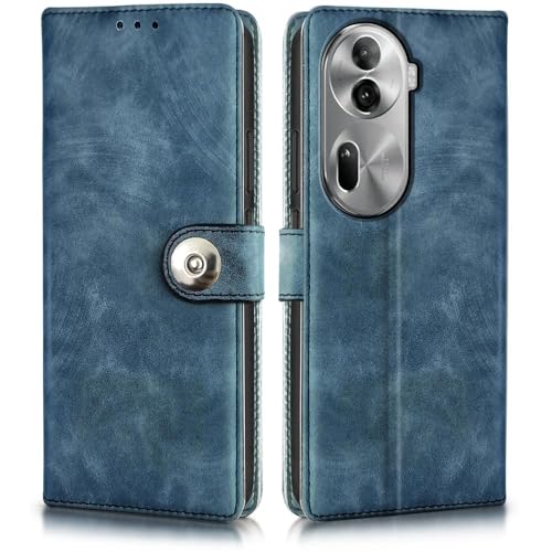 Image of WOW IMAGINE Shock Proof Flip Cover Back Case for Oppo Reno 11 Pro 5G (Magnetic Button Flip Case | Wallet Pockets & Stand | Leather Finish | Aquamarine)