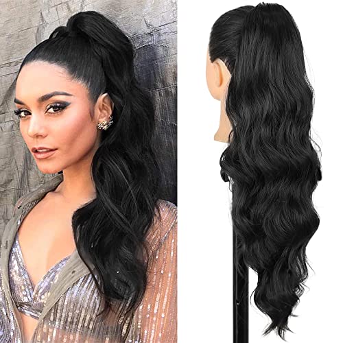 Juziviee Ponytail 1B# 084A-24 Extensions de cheveux synthétiques avec pince pour queue de cheval Noir avec extension de cheveux synthétiques avec queue de cheval 60 cm Cover