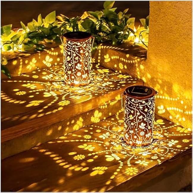 Bee Solar Lanterns Outdoor Waterproof Hanging Solar Lights Bee Gifts for Women Men Metal Decorative LED Bee Lanterns for Garden Decor,Yard,Patio,Lawn,Tabletop,Pathway,Landscape