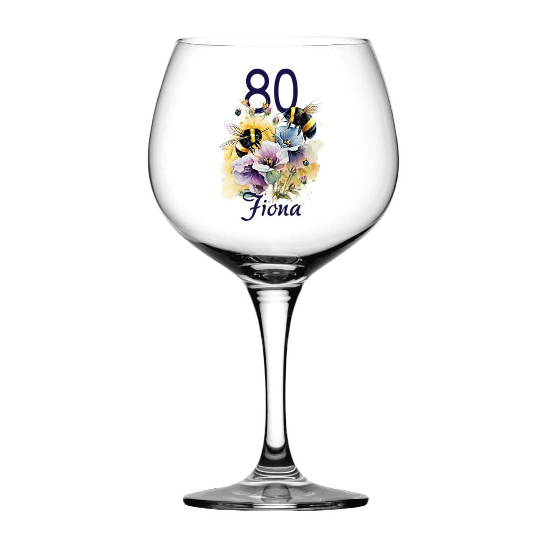 ukgiftstoreonline Personalised Any Age Birthday Cocktail Gin Glass Gift with Bees 18th 21st 30th 40th 50th 60th 70th 80th
