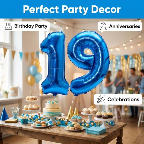 Image of YPSelected 32 Inch Large Foil Helium Number Balloon Birthday Wedding Party 0-9 (Blue, 9)