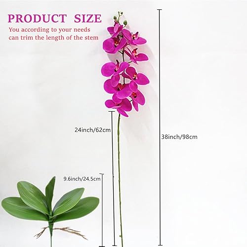 Miniatura 3 de NatureMan 2 tallos artificiales de orquídeas de simulación de tacto real, ramas de Phalaenopsis, 9 flores grandes de 42 pulgadas de alto para