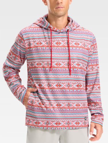 Men's Golf Hoodies Fleece Athletic Hooded Sweatshirt White Red Stripes,XL - image 2