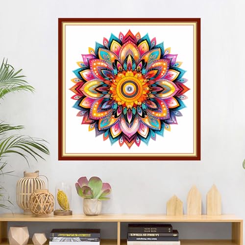 Image of Dimxvean Stamped Cross Stitch Kits,Cross Stitch Kits for Adults Beginners,Embroidery Kits Full Range of Cross Stitch Stamped Kits Needlepoint Kits Cross Stitch Patterns-Colorful Mandala 18x18 inch